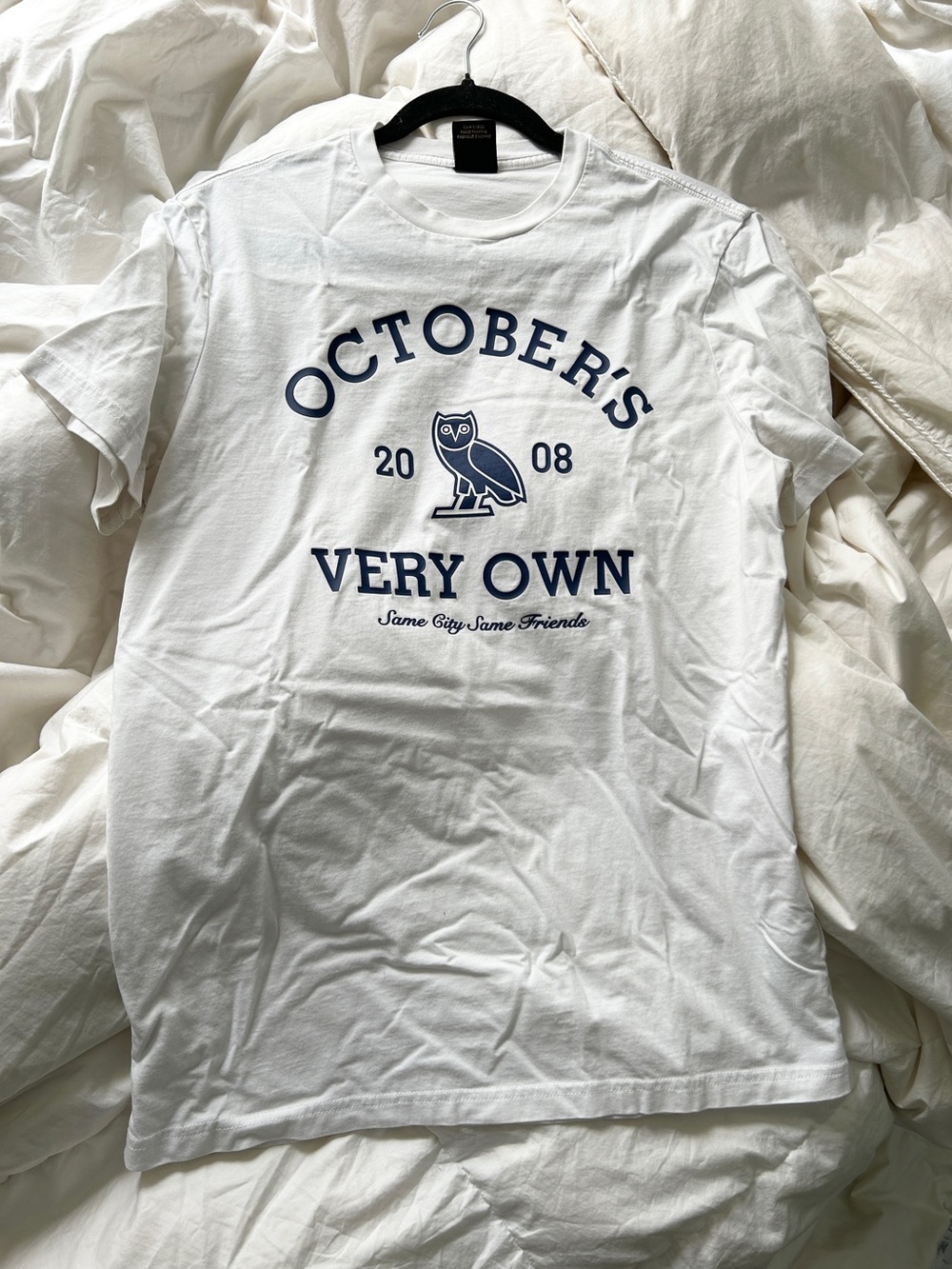 OVO Short-Sleeve Tee with Navy Owl Graphic